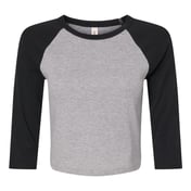 Front view of Women’s Micro Rib 3/4 Raglan Sleeve Baby Tee