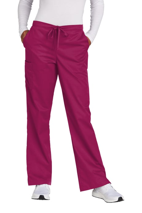 Front view of Wink Women's Petite WorkFlex Flare Leg Cargo Pant