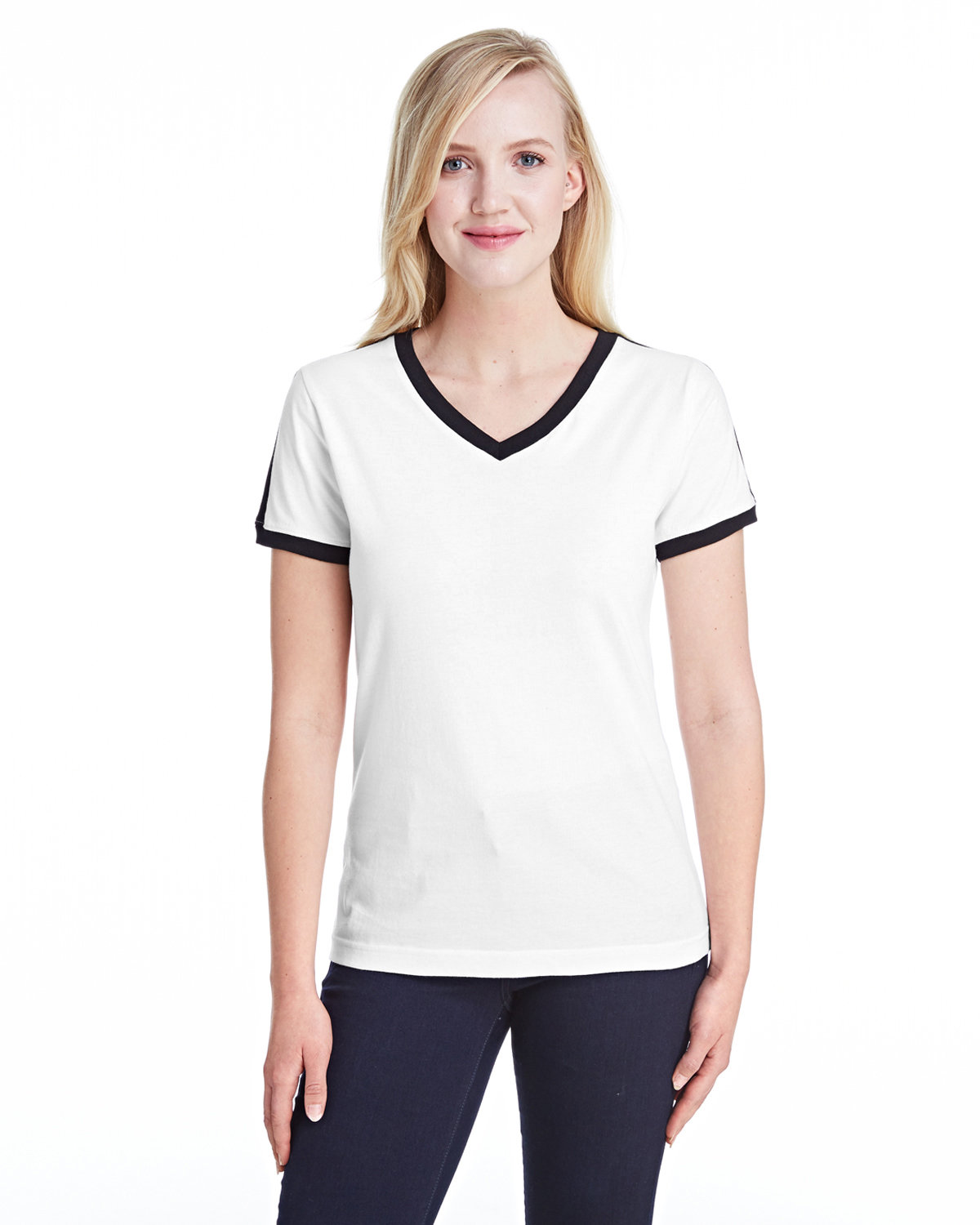 Front view of Ladies’ Retro Ringer T-Shirt