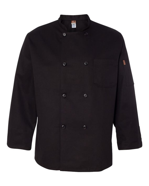 Front view of Black Traditional Chef Coat