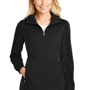 Front view of Ladies Active Hooded Soft Shell Jacket