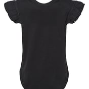 Back view of Infant Flutter Sleeve Baby Rib Bodysuit
