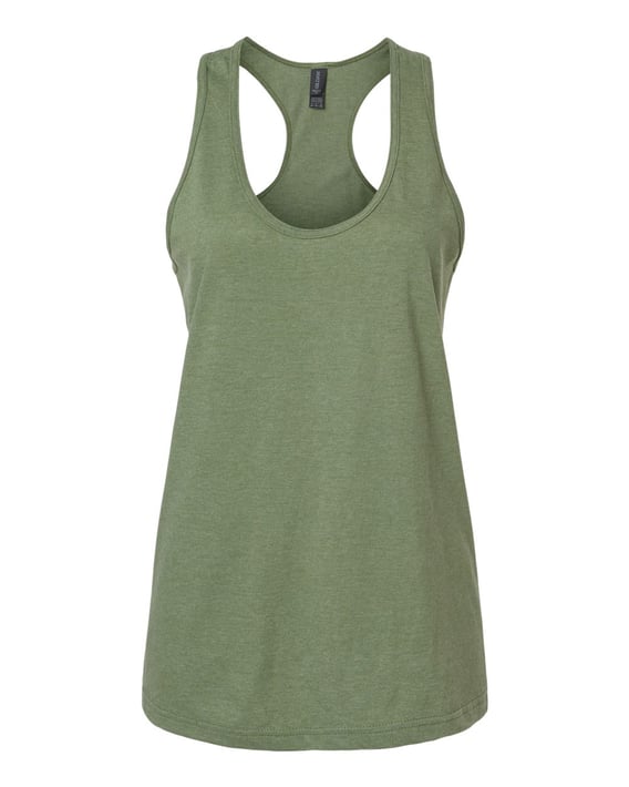 Front view of Softstyle® Women’s CVC Racerback Tank Top