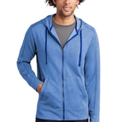 Front view of PosiCharge &reg; Tri-Blend Wicking Fleece Full-Zip Hooded Jacket