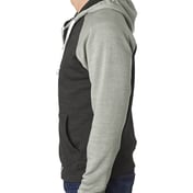 Side view of Adult Triblend Colorblock Full-Zip Fleece Hood