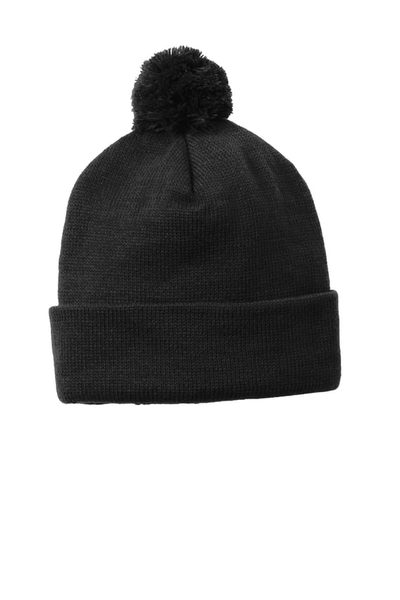 Front view of Solid Pom Pom Beanie