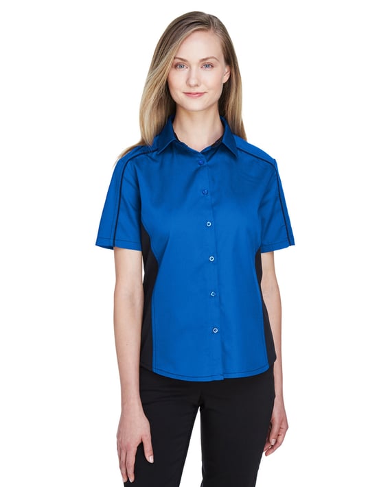 Front view of Ladies’ Fuse Colorblock Twill Shirt