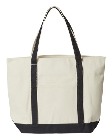 Front view of XL Zippered Cotton Canvas Resort Tote