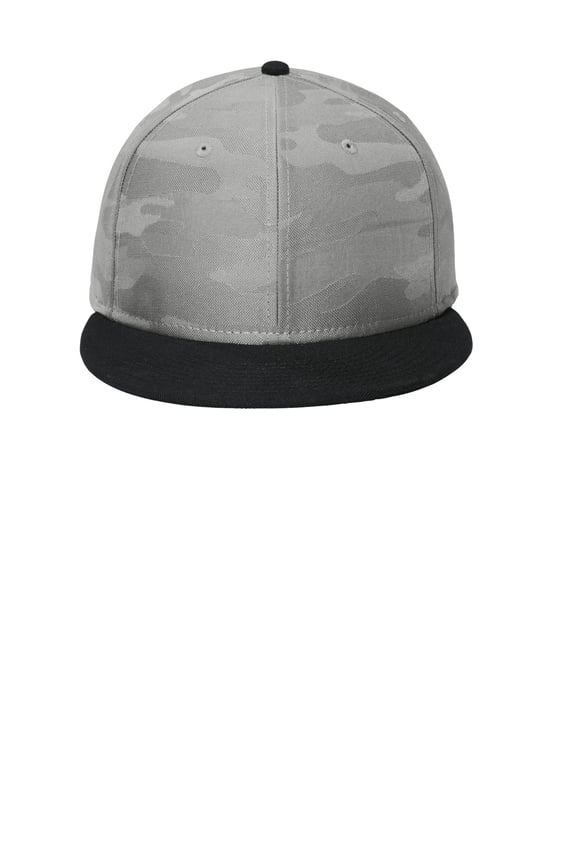 Front view of Camo Flat Bill Snapback Cap