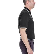 Side view of Men’s Short-Sleeve Whisper Piqué Polo With Tipped Collar And Cuffs