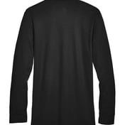 Back view of CrownLux Performance® Plaited Long Sleeve Polo
