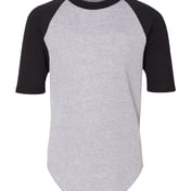 Front view of Youth Three-Quarter Sleeve Baseball Jersey