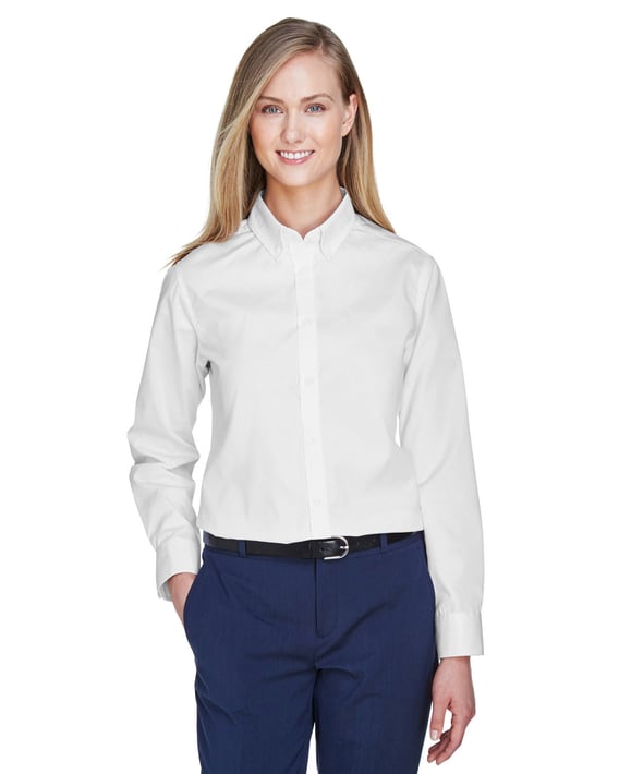 Front view of Ladies’ Operate Long-Sleeve Twill Shirt