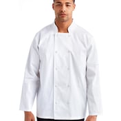 Front view of Unisex Studded Front Long-Sleeve Chef’s Jacket