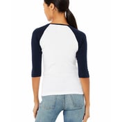 Back view of Ladies’ Baby Rib 3/4-Sleeve Contrast Raglan T-Shirt