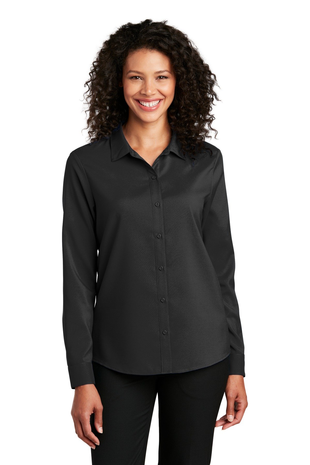 Front view of Ladies Long Sleeve Performance Staff Shirt