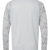 Back view of Cayman Performance Camo Colorblocked Long Sleeve T-Shirt