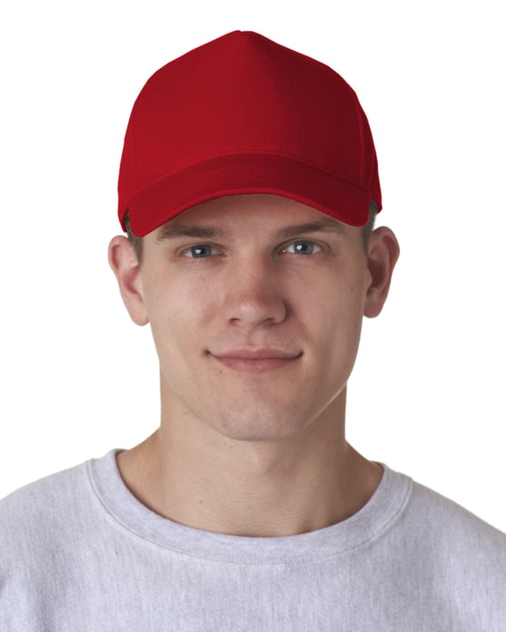 Front view of Adult Classic Cut Cotton Twill 5-Panel Cap