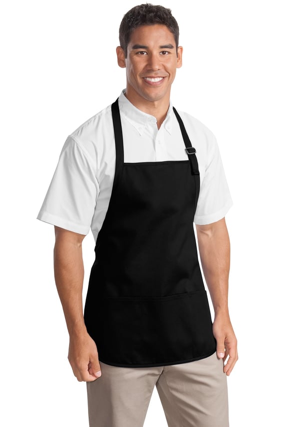 Front view of Medium-Length Apron With Pouch Pockets