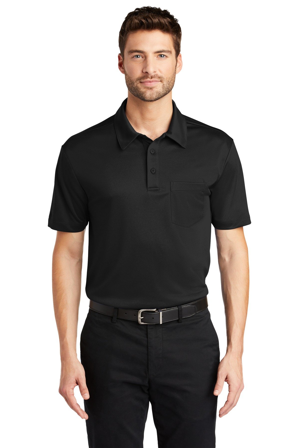 Front view of Silk Touch Performance Pocket Polo