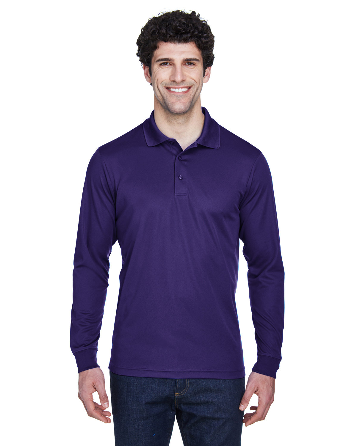 Front view of Men’s Pinnacle Performance Long-Sleeve Piqué Polo