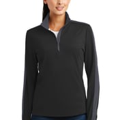 Front view of Ladies Sport-Wick® Textured Colorblock 1/4-Zip Pullover