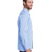 Side view of Men’s Microcheck Gingham Long-Sleeve Cotton Shirt