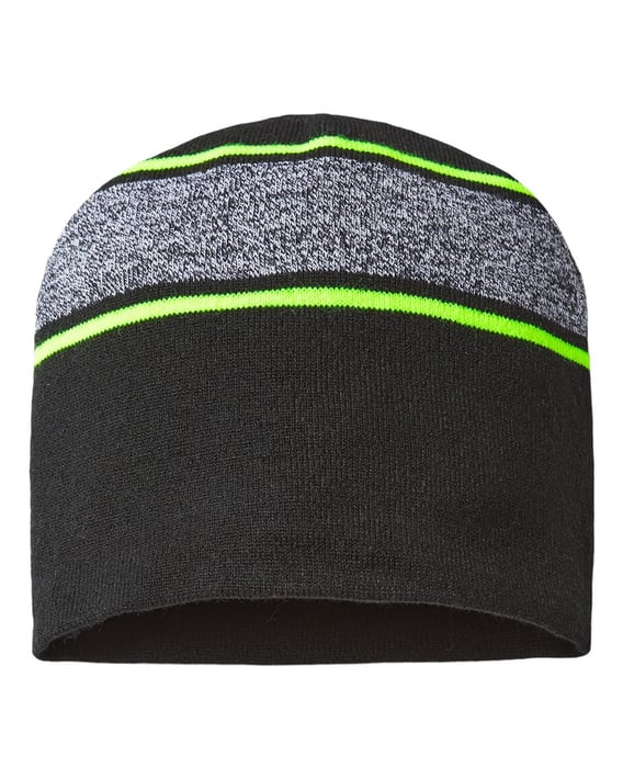 Front view of USA-Made Variegated Striped Beanie