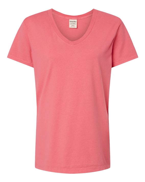 Front view of Garment-Dyed Women’s V-Neck T-Shirt