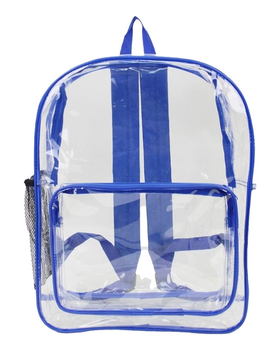Front view of Large 17″ Heavy Duty Clear Backpack