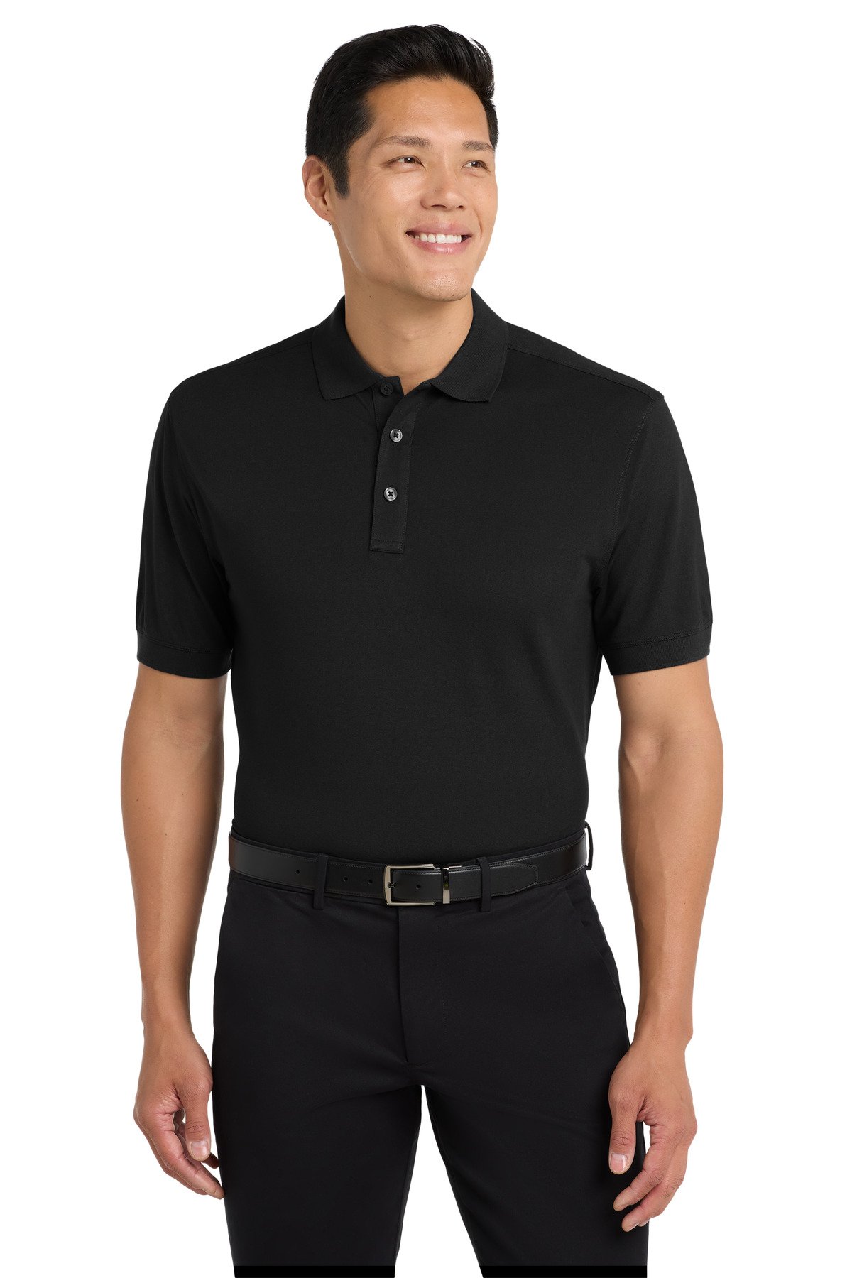 Front view of Stretch Pique Polo
