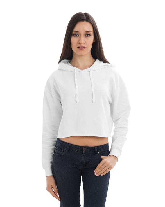 Front view of Women’s Cropped Fleece Hooded Sweatshirt