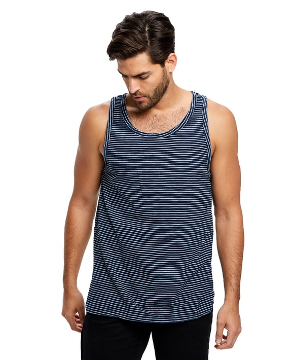 Front view of Men’s Indigo Striped Tank