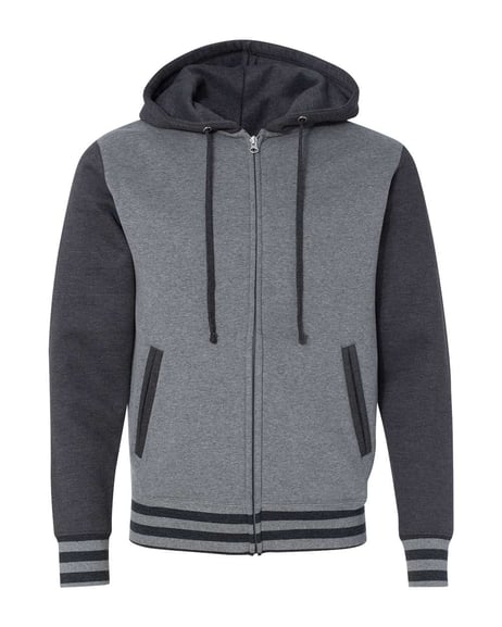 Front view of Heavyweight Varsity Full-Zip Hooded Sweatshirt