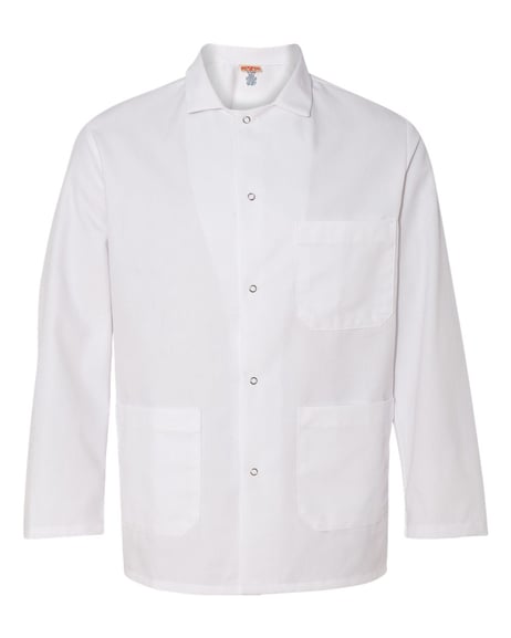 Front view of Gripper Front Short Butcher Coat