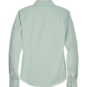 Back view of Women’s Crown Collection® Banker Stripe Woven Dress Shirt