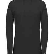 Front view of Women’s Tri-Blend Surplice Long Sleeve Hooded T-Shirt