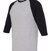 Side view of Heavy Cotton™ Raglan Three-Quarter Sleeve T-Shirt
