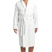 Front view of Checkered Terry Shawl Collar Robe