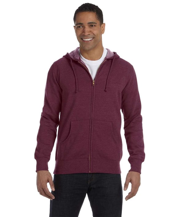 Front view of Heathered Full-Zip Hooded Sweatshirt