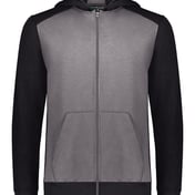 Front view of Youth Eco Revive™ Three-Season Triblend Fleece Full-Zip Hooded Sweatshirt