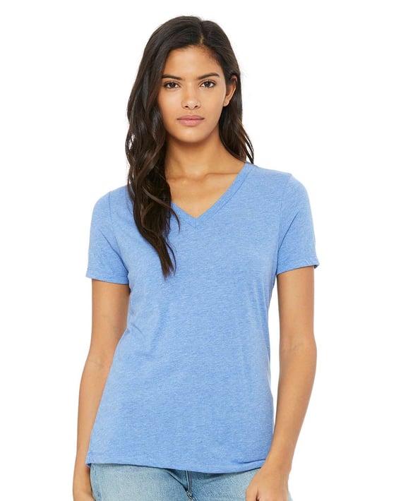 Front view of Women’s Relaxed Triblend Short Sleeve V-Neck Tee