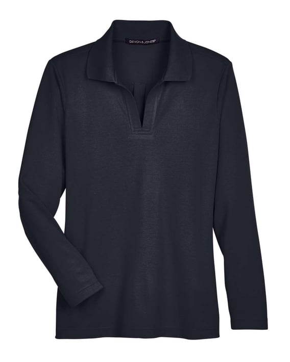 Front view of Women’s CrownLux Performance® Plaited Long Sleeve Polo