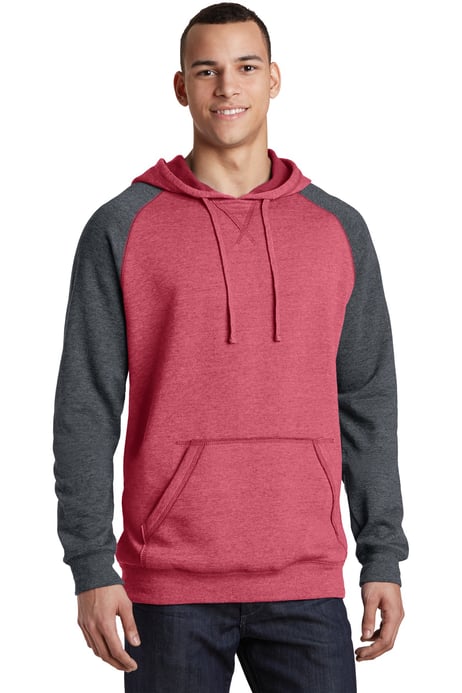 Front view of Young Mens Lightweight Fleece Raglan Hoodie