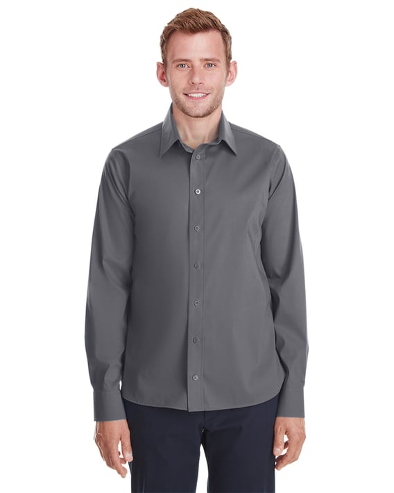 Front view of Men’s Crown Collection Stretch Broadcloth Untucked Shirt