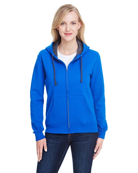 Front view of Ladies’ 7.2 Oz. Sofspun Full-Zip Hooded Sweatshirt
