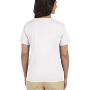 Back view of Ladies’ Premium Jersey V-Neck T-Shirt