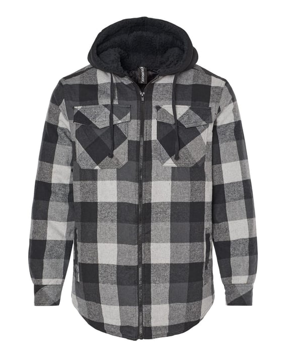 Front view of Quilted Flannel Hooded Jacket