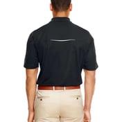 Back view of Radiant Performance Piquéé Polo With Reflective Piping