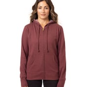 Front view of Women’s Heathered Full-Zip Hooded Sweatshirt